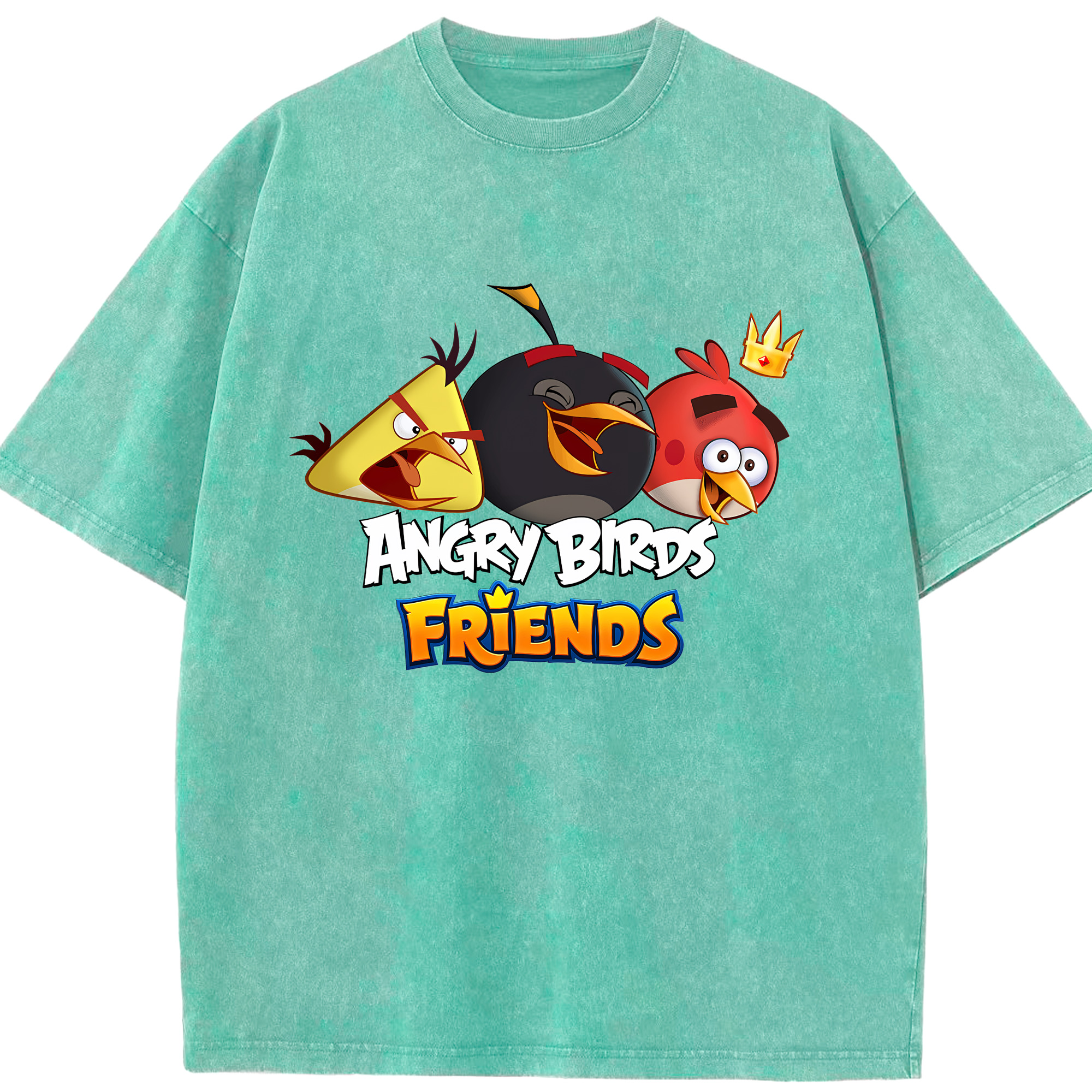 （画像用） Angry Birds アングリーバード 綿100% ヴィンテージ風 半袖Tシャツ（フロントプリント）